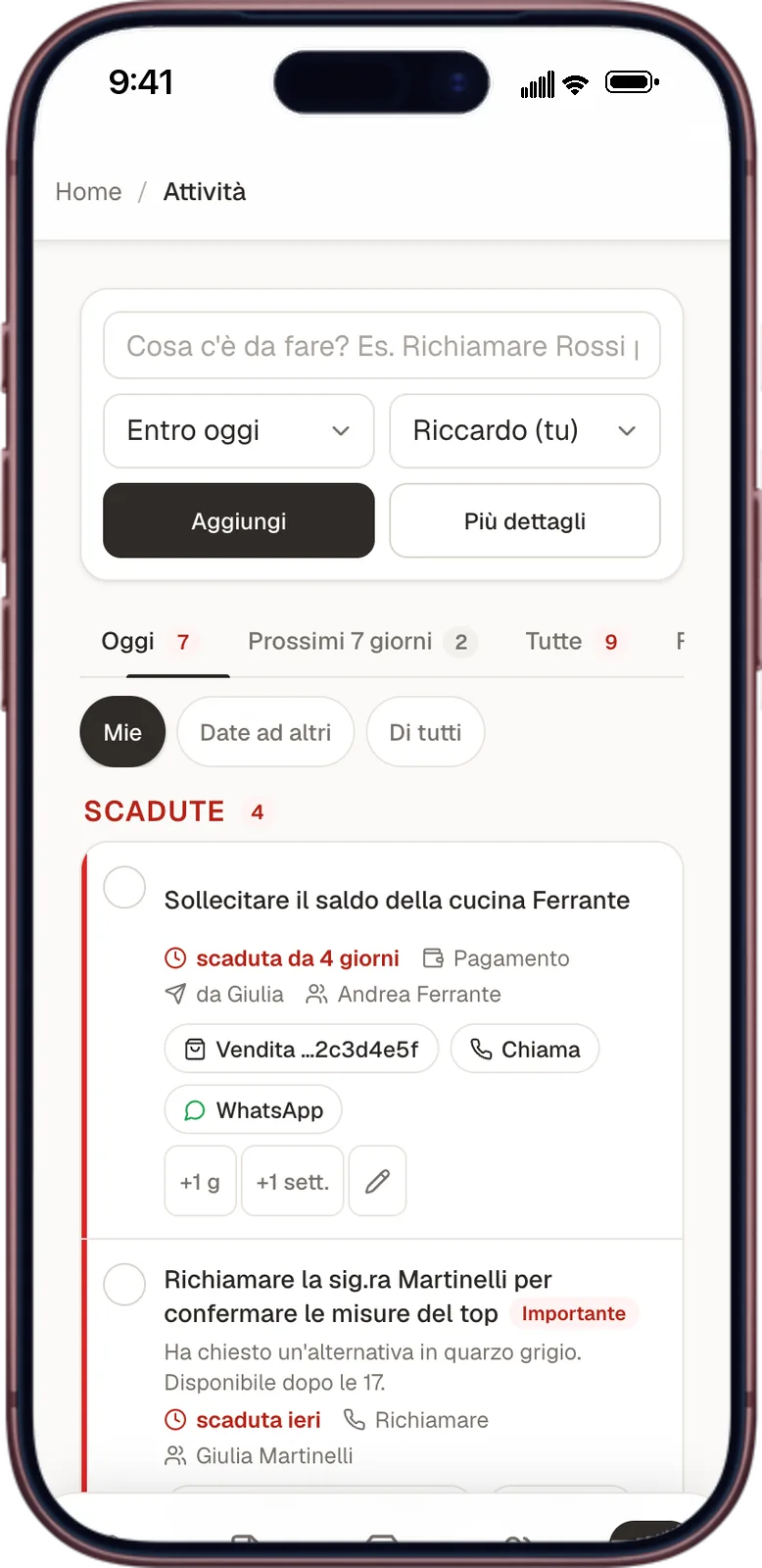 Le attività su iPhone